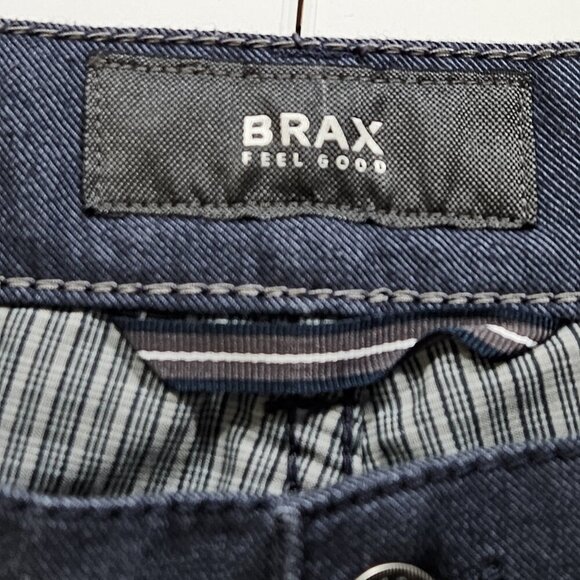 Brax Pants Mens 38x34 (32) Navy Straight Zip Fly Stretch Cooper Regular Preppy - Picture 3 of 16